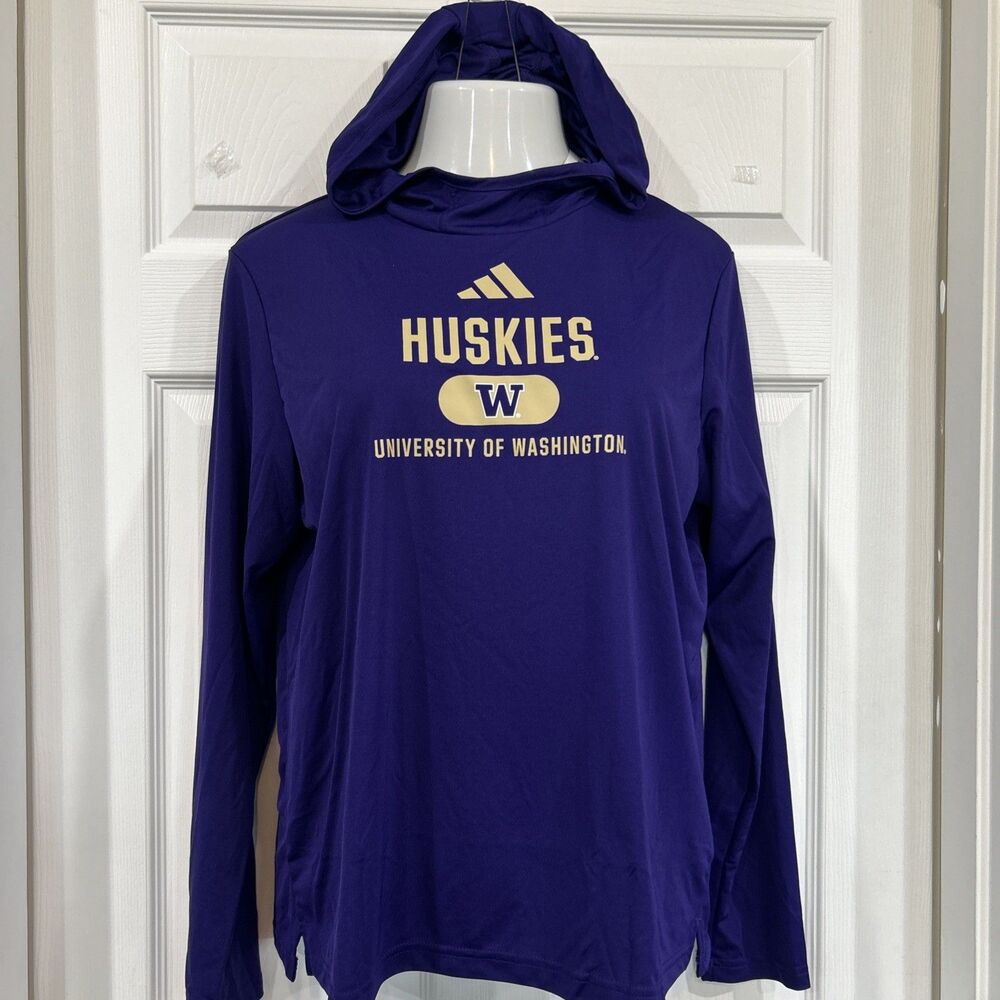 Adidas Women's XL Washington Huskies NCAA Aeroready Training Top Purple Hoodie